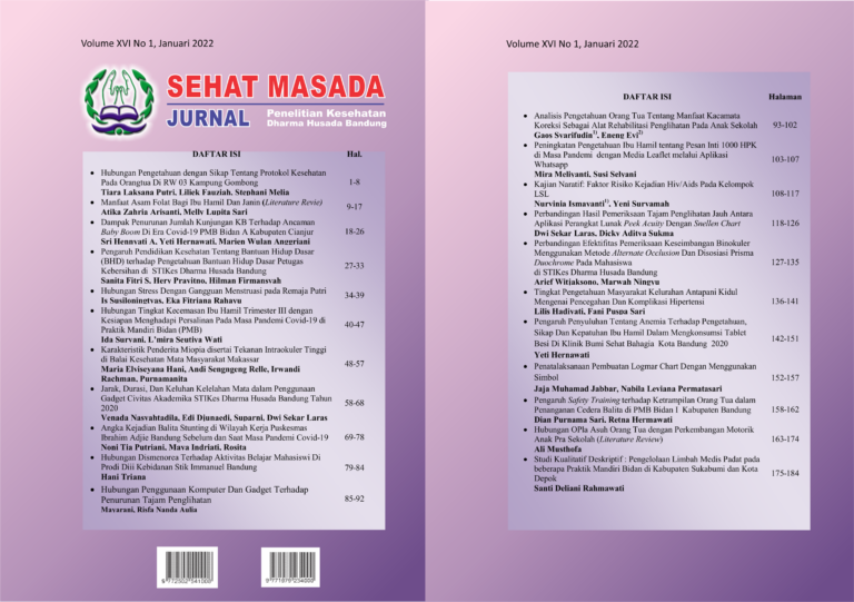 Sampul Vol. 16 No. 1 (2022): Jurnal Sehat Masada