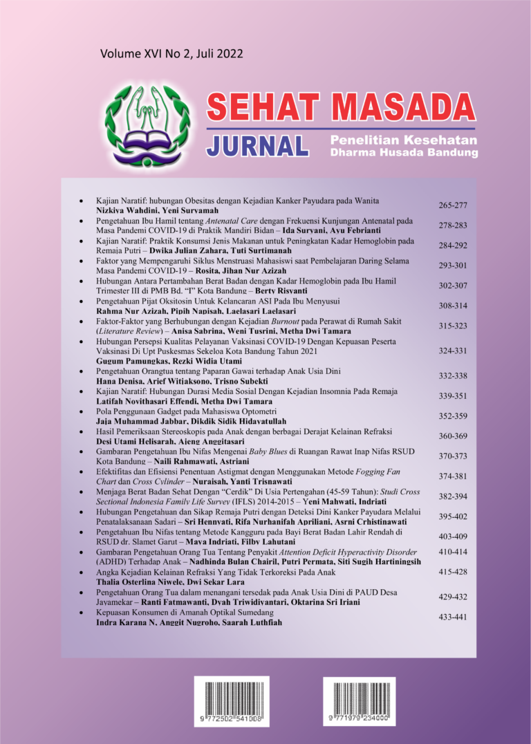 Sampul Vol. 16 No. 2 (2022): Jurnal Sehat Masada